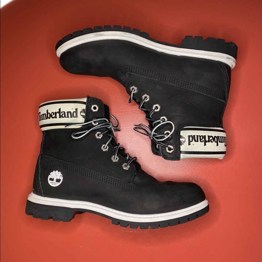 Whit and Black Timberland Boots